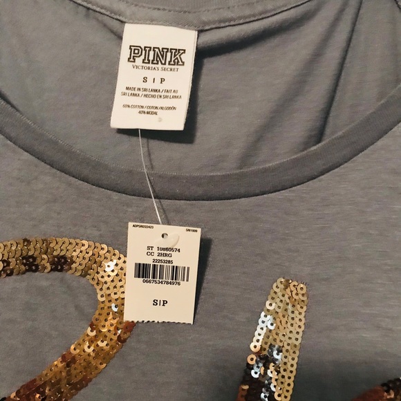 PINK Gold Sequins/ Grey Long Sleeve Shirt - Picture 2 of 2